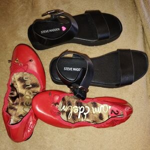 Steve Madden Black Sandals&Sam Edelman Red Ballet Flats